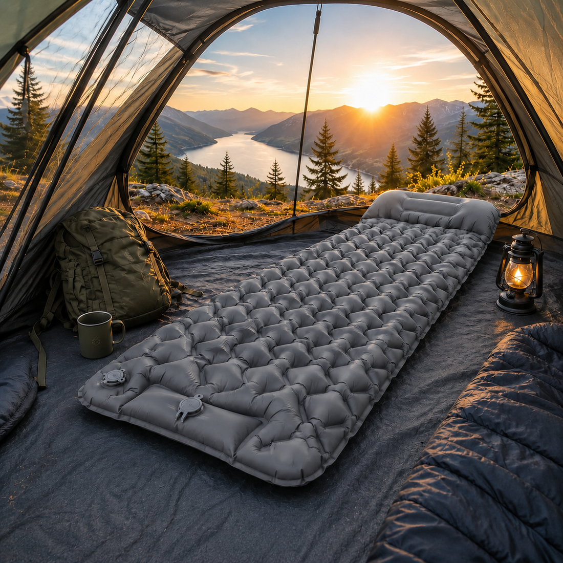 FALCON AirMat aufblasbare Isomatte in Grau, ultraleicht für Outdoor