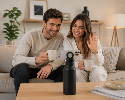 AquaLoop- Sportflasche aus Edelstahl mit magnetischem Telefonhalter, Outdoor Wasserflasche