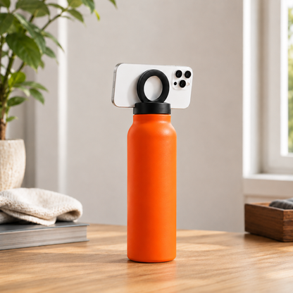 AquaLoop- Sportflasche aus Edelstahl mit magnetischem Telefonhalter, Outdoor Wasserflasche