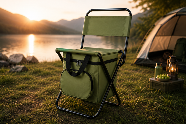 CampNest - 2 in 1 Klappbarer Campingstuhl mit Kühltasche, Tragbarer Outdoor-Sitz für Angeln